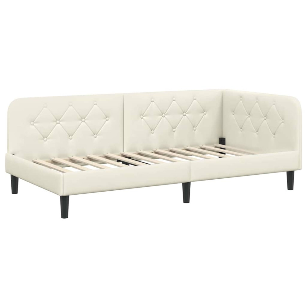 Produktbild för Hörn Sängram Kräm 90 x 190 cm Sammet
