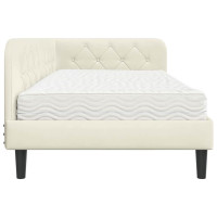 Produktbild för Hörn Sängram Kräm 90 x 190 cm Sammet