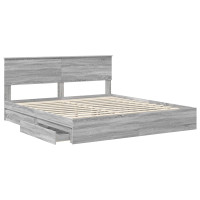 Produktbild för Förvaringssäng med låda Grå Sonoma 200 x 200 cm Konstruerat trä