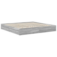 Produktbild för Förvaringssäng med låda Grå Sonoma 200 x 200 cm Konstruerat trä