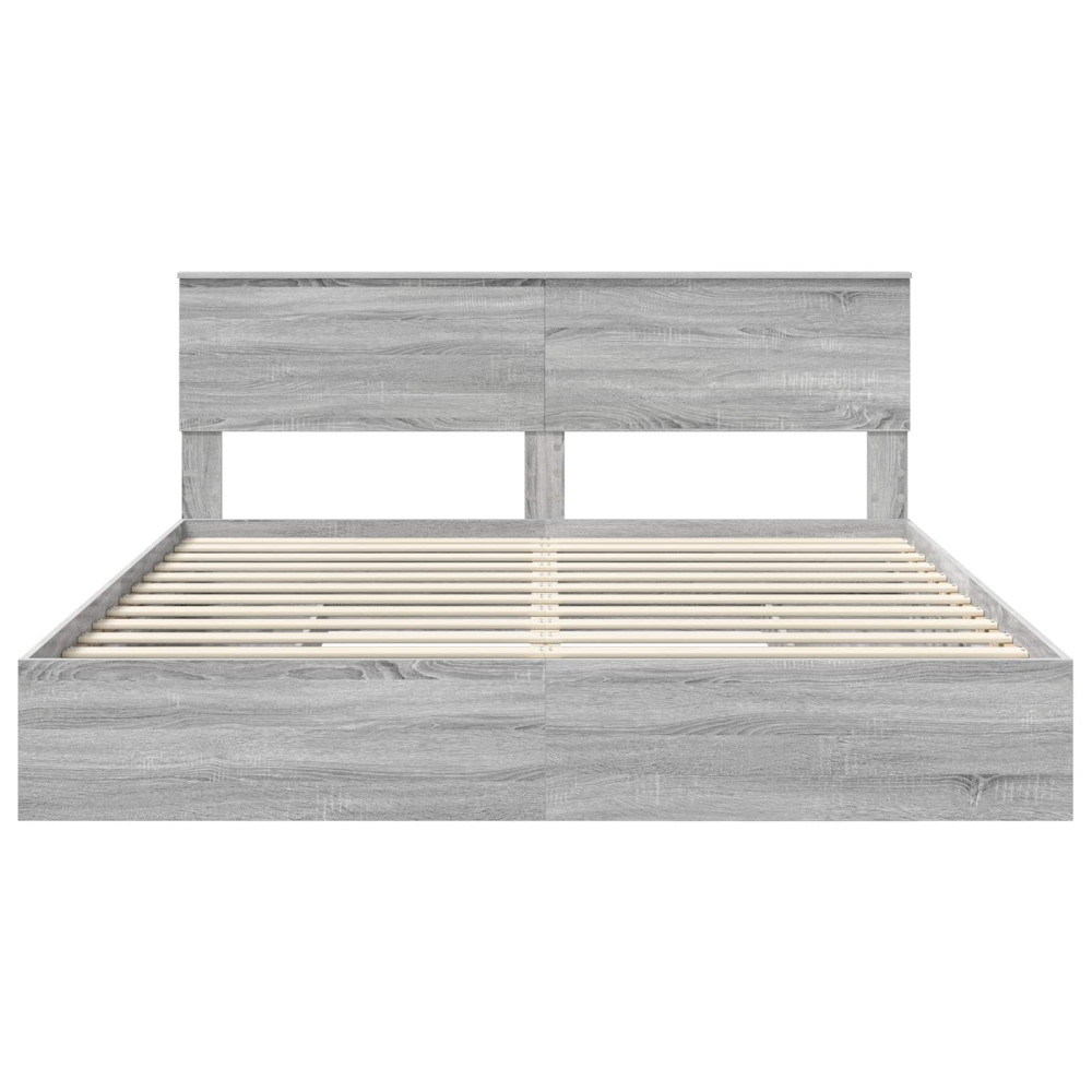 Produktbild för Förvaringssäng med låda Grå Sonoma 200 x 200 cm Konstruerat trä