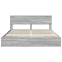 Produktbild för Förvaringssäng med låda Grå Sonoma 200 x 200 cm Konstruerat trä