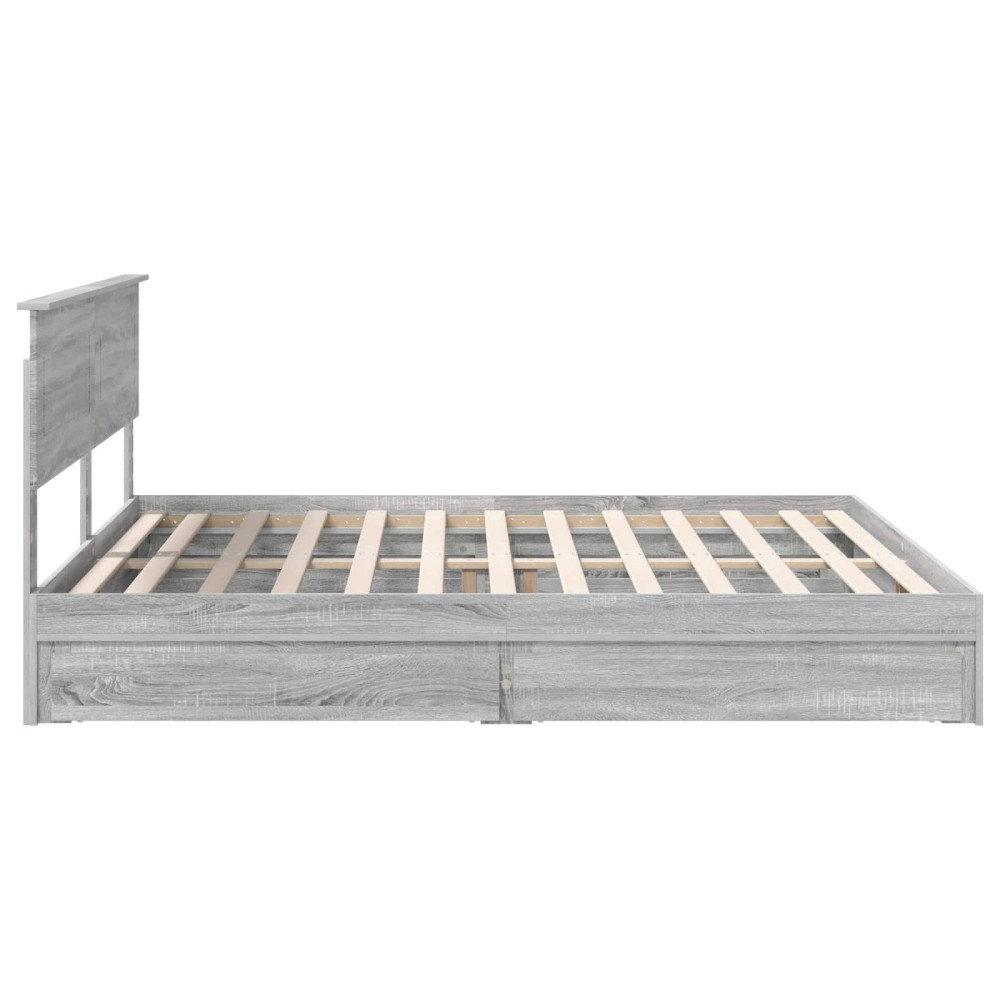 Produktbild för Förvaringssäng med låda Grå Sonoma 200 x 200 cm Konstruerat trä