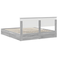 Produktbild för Förvaringssäng med låda Grå Sonoma 200 x 200 cm Konstruerat trä