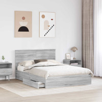 Produktbild för Förvaringssäng med låda Grå Sonoma 150 x 200 cm Konstruerat trä