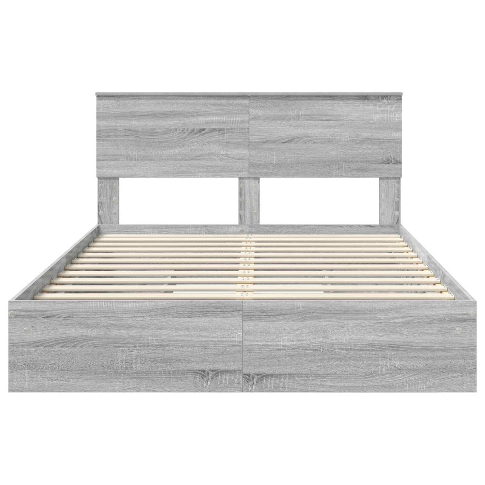 Produktbild för Förvaringssäng med låda Grå Sonoma 150 x 200 cm Konstruerat trä