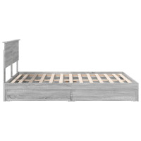 Produktbild för Förvaringssäng med låda Grå Sonoma 140 x 200 cm Konstruerat trä