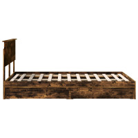 Produktbild för Förvaringssäng med låda Rökt ek 135 x 190 cm Konstruerat trä