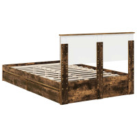 Produktbild för Förvaringssäng med låda Rökt ek 135 x 190 cm Konstruerat trä