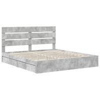 Produktbild för Förvaringssäng med låda Betonggrå 200 x 200 cm Konstruerat trä