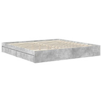 Produktbild för Förvaringssäng med låda Betonggrå 200 x 200 cm Konstruerat trä