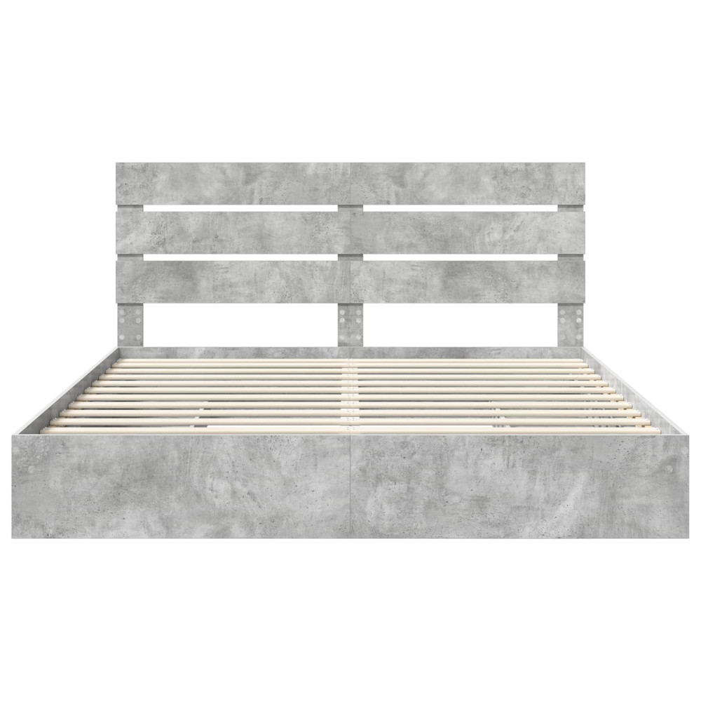 Produktbild för Förvaringssäng med låda Betonggrå 200 x 200 cm Konstruerat trä