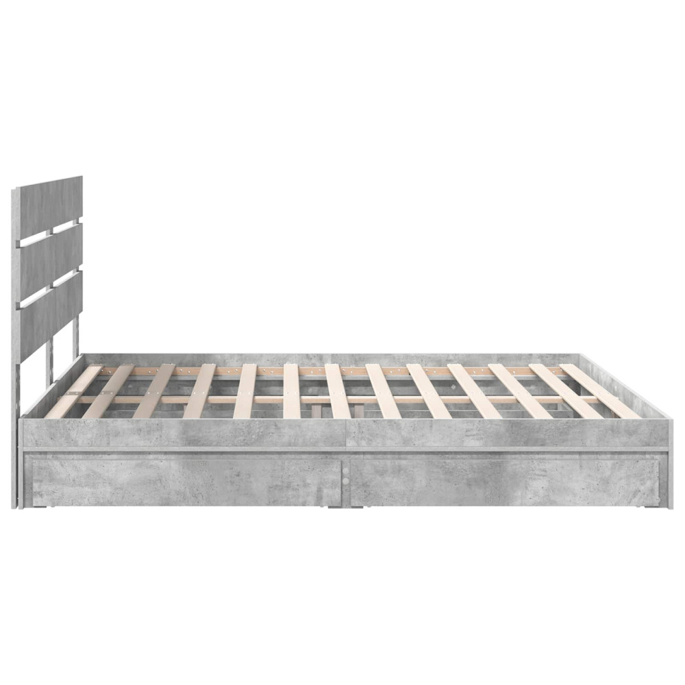Produktbild för Förvaringssäng med låda Betonggrå 200 x 200 cm Konstruerat trä