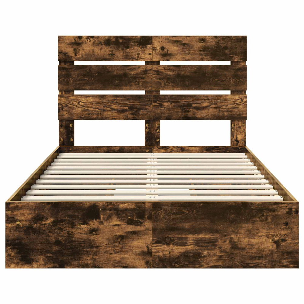 Produktbild för Förvaringssäng med låda Rökt ek 135 x 190 cm Konstruerat trä
