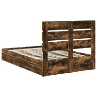 Produktbild för Förvaringssäng med låda Rökt ek 135 x 190 cm Konstruerat trä