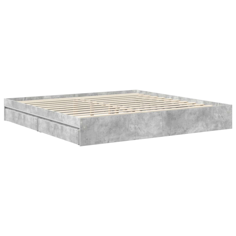 Produktbild för Förvaringssäng med låda Betonggrå 200 x 200 cm Konstruerat trä