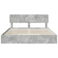 Produktbild för Förvaringssäng med låda Betonggrå 200 x 200 cm Konstruerat trä