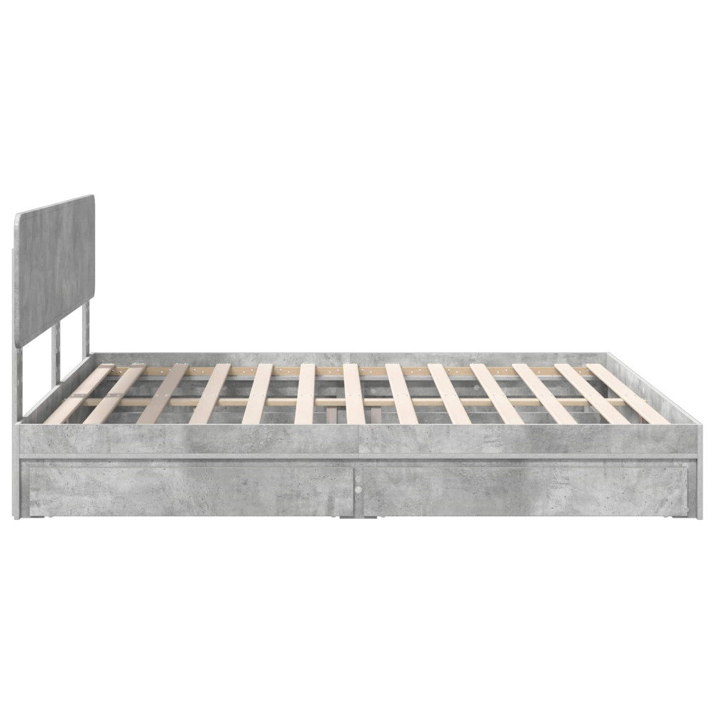 Produktbild för Förvaringssäng med låda Betonggrå 200 x 200 cm Konstruerat trä