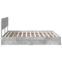 Produktbild för Förvaringssäng med låda Betonggrå 200 x 200 cm Konstruerat trä