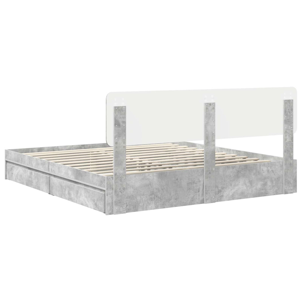 Produktbild för Förvaringssäng med låda Betonggrå 200 x 200 cm Konstruerat trä