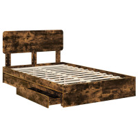 Produktbild för Förvaringssäng med låda Rökt ek 135 x 190 cm Konstruerat trä