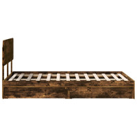 Produktbild för Förvaringssäng med låda Rökt ek 135 x 190 cm Konstruerat trä