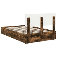 Produktbild för Förvaringssäng med låda Rökt ek 135 x 190 cm Konstruerat trä