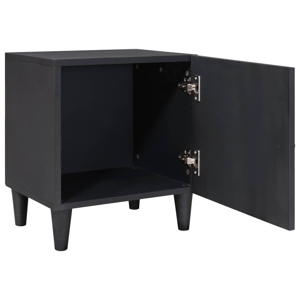Produktbild för Sängbord med Dörr 2 pcs Svart 40 x 33 x 46 cm Massivt mangoträ
