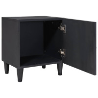 Produktbild för Sängbord med Dörr 2 pcs Svart 40 x 33 x 46 cm Massivt mangoträ