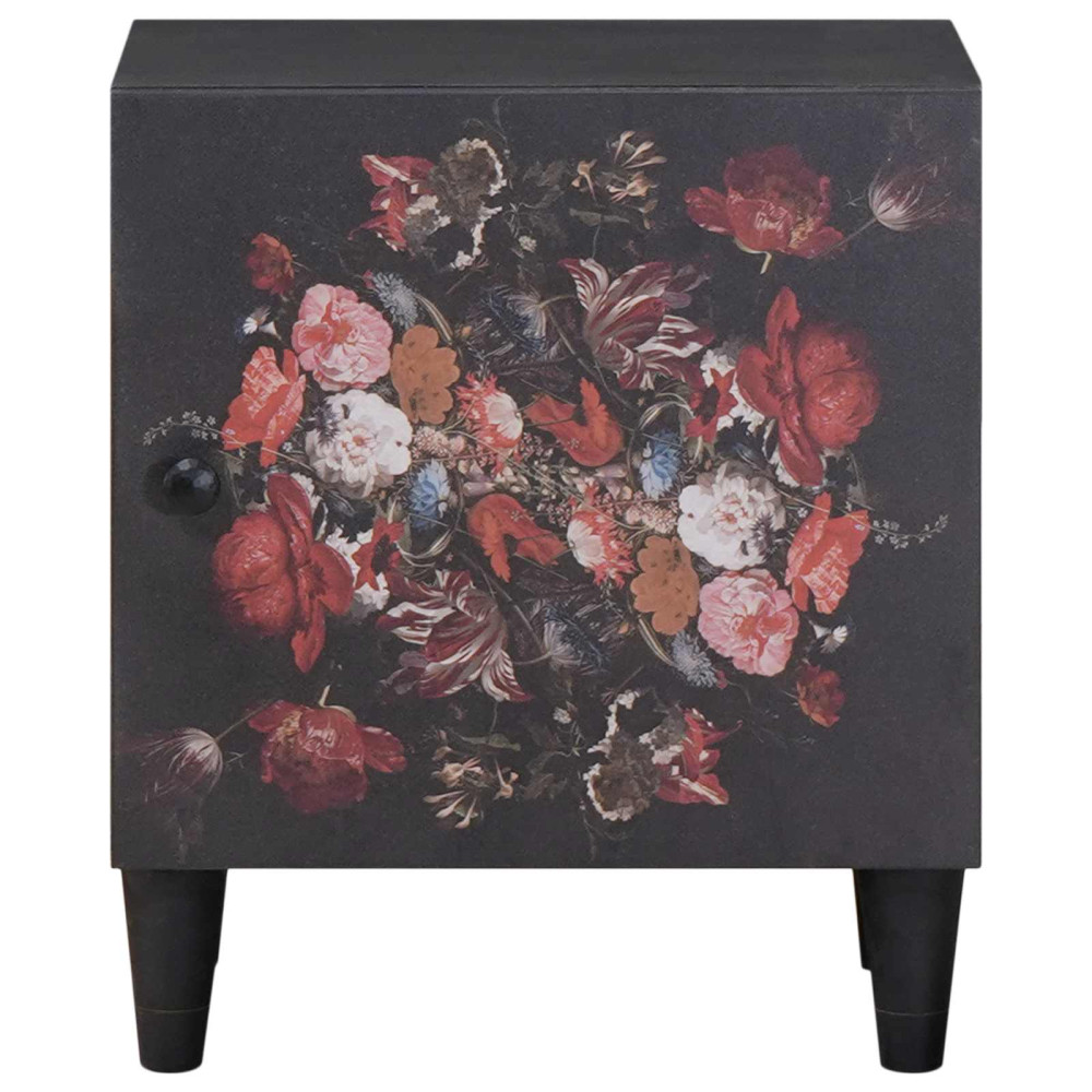 Produktbild för Sängbord med Dörr 2 pcs Svart 40 x 33 x 46 cm Massivt mangoträ