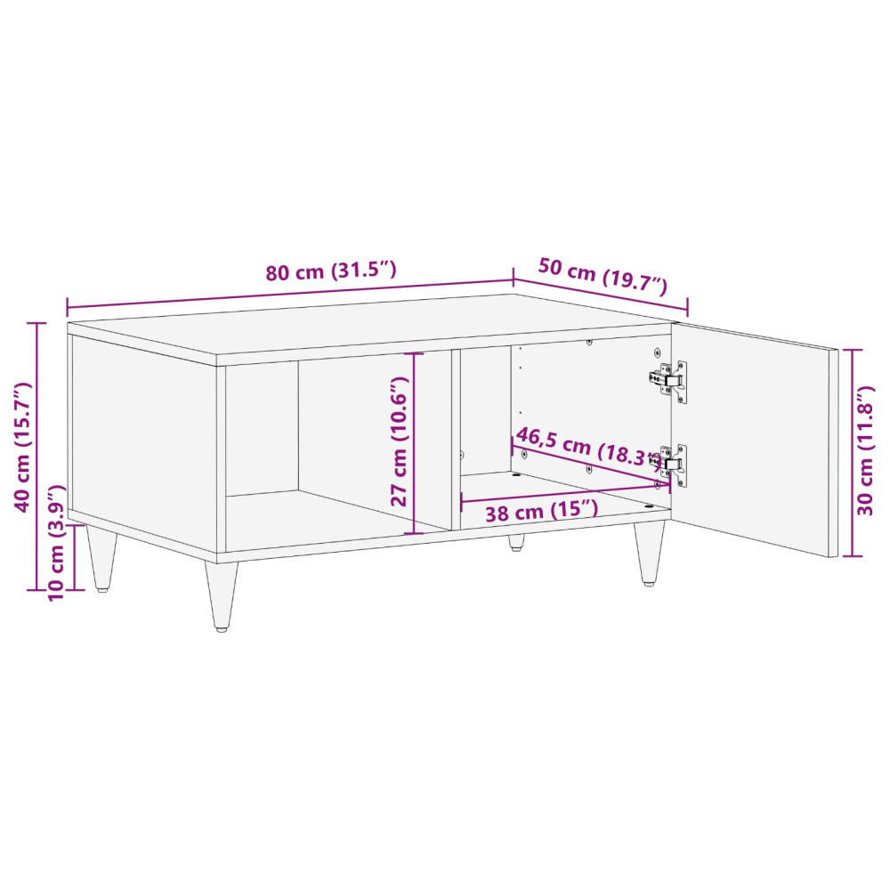 Produktbild för Kaffeebord Flerfärgsdesign 80 x 50 x 40 cm Massivt mangoträ