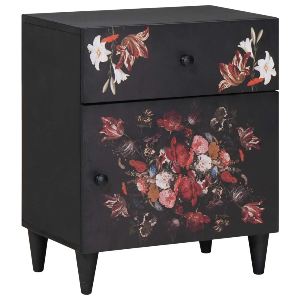 Produktbild för Sängbord Flerfärgsdesign 50 x 33 x 60 cm Massivt mangoträ