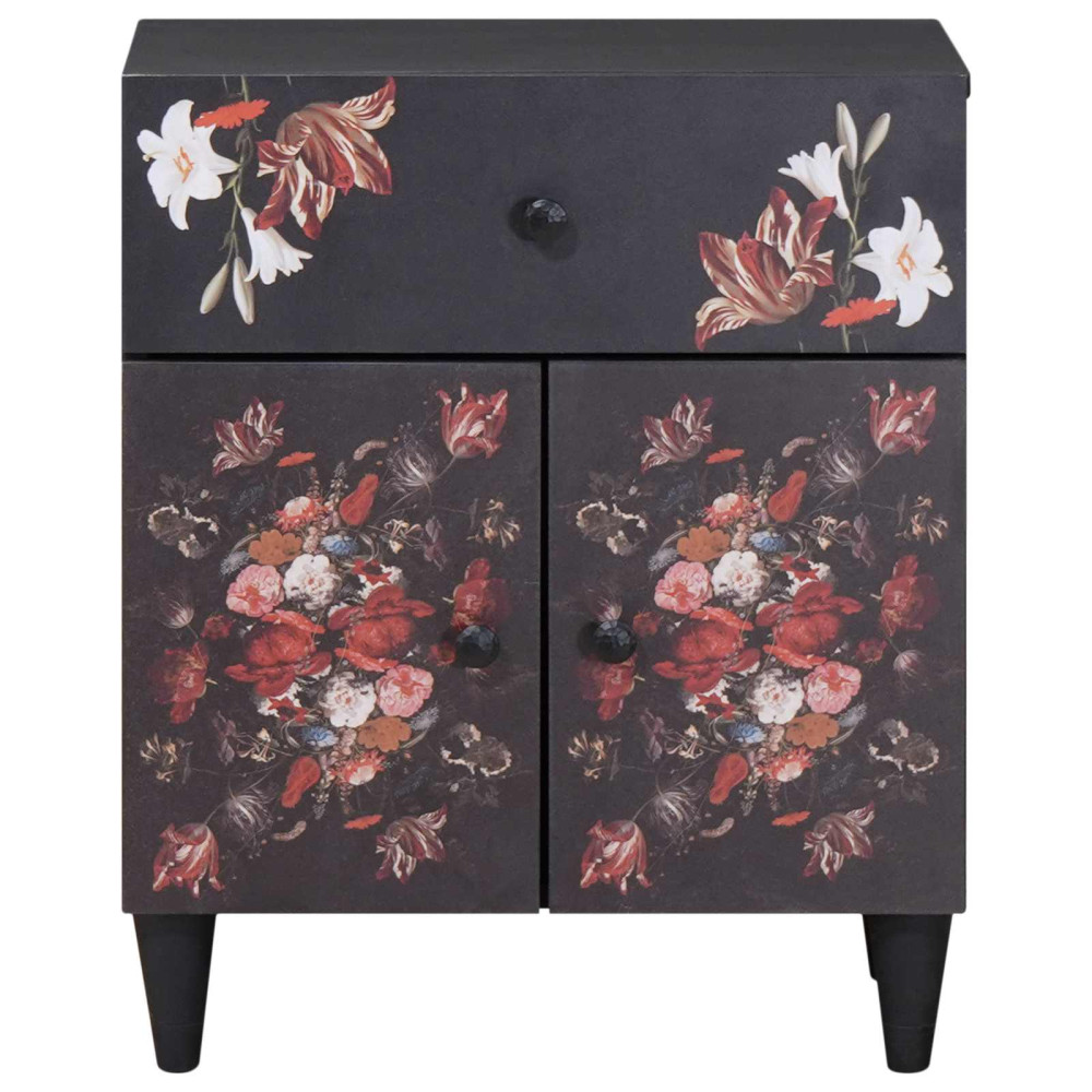 Produktbild för Sängbord Flerfärgsdesign 50 x 33 x 60 cm Massivt mangoträ