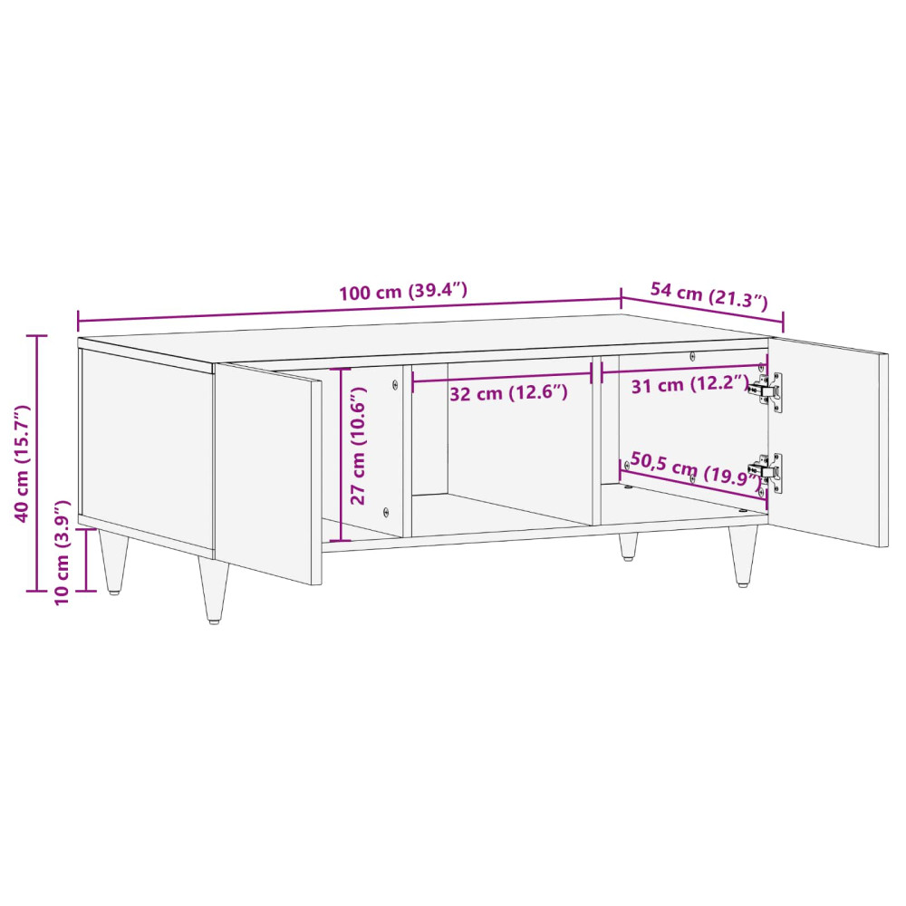 Produktbild för Kaffeebord Flerfärgsdesign 100 x 54 x 40 cm Massivt mangoträ