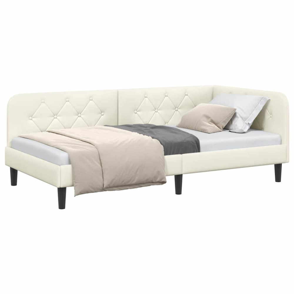 Produktbild för Hörn Sängram Kräm 90 x 190 cm Sammet