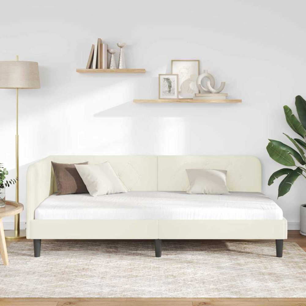 Produktbild för Hörn Sängram Kräm 90 x 190 cm Sammet