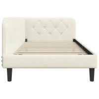 Produktbild för Hörn Sängram Kräm 90 x 190 cm Sammet