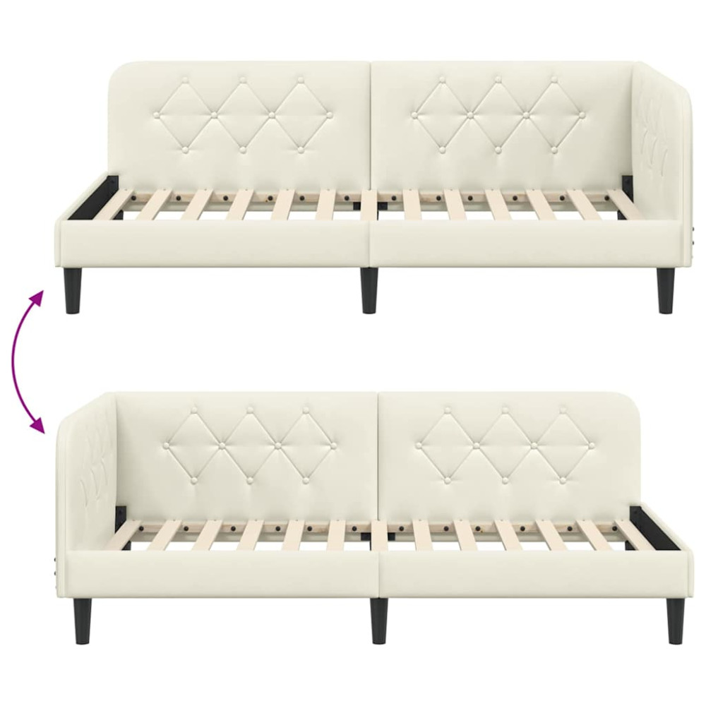 Produktbild för Hörn Sängram Kräm 90 x 190 cm Sammet