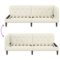 Produktbild för Hörn Sängram Kräm 90 x 190 cm Sammet