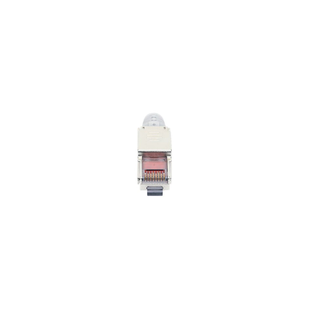 Produktbild för Intellinet Modular Plug Cat6a 10G Shielded Toolless RJ45 Modular Field Termination Plug with Pull-ring Release, For Easy and Quick High-quality Cable Assembly in the Field, STP, for Solid & Stranded Wire, Gold-plated Contacts, Metal Housing - nätverkskont