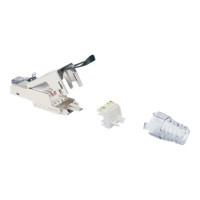 Produktbild för Intellinet Modular Plug Cat6a 10G Shielded Toolless RJ45 Modular Field Termination Plug with Pull-ring Release, For Easy and Quick High-quality Cable Assembly in the Field, STP, for Solid & Stranded Wire, Gold-plated Contacts, Metal Housing - nätverkskont