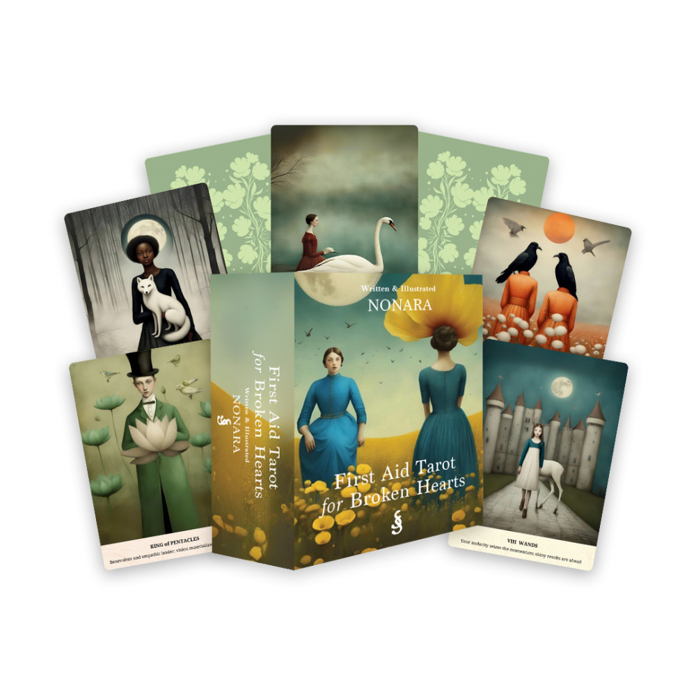 Produktbild för First Aid Tarot for Broken Hearts: Compassionate Insight for Solace and Guidance through Healing (78 Full-Color Cards and 98-Page Full-Color Guidebook)