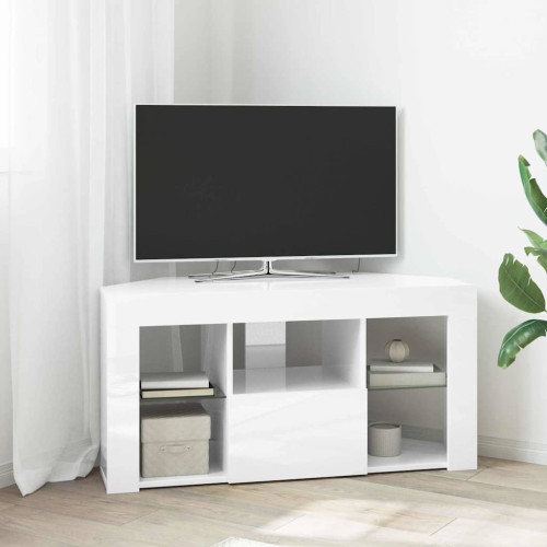 vidaXL Hörn LED TV-skåp Högblank Vit 100 x 40 x 50 cm Konstruerat trä