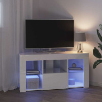 Produktbild för Hörn LED TV-skåp Högblank Vit 100 x 40 x 50 cm Konstruerat trä