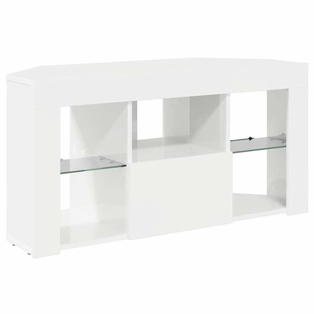 Produktbild för Hörn LED TV-skåp Högblank Vit 100 x 40 x 50 cm Konstruerat trä