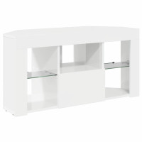 Produktbild för Hörn LED TV-skåp Högblank Vit 100 x 40 x 50 cm Konstruerat trä