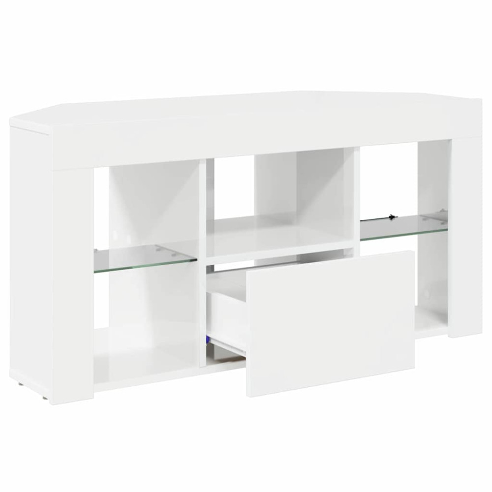 Produktbild för Hörn LED TV-skåp Högblank Vit 100 x 40 x 50 cm Konstruerat trä