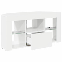 Produktbild för Hörn LED TV-skåp Högblank Vit 100 x 40 x 50 cm Konstruerat trä
