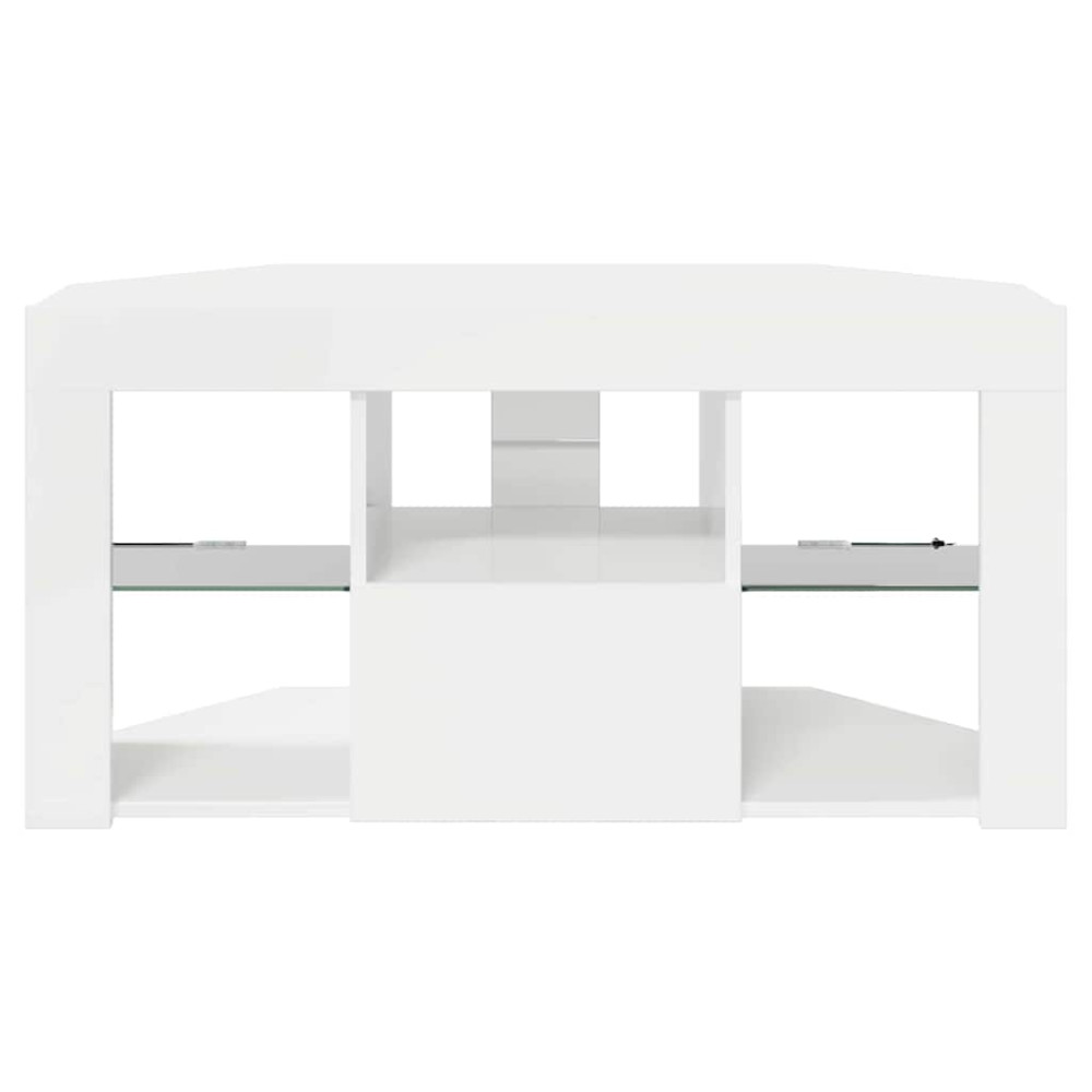 Produktbild för Hörn LED TV-skåp Högblank Vit 100 x 40 x 50 cm Konstruerat trä