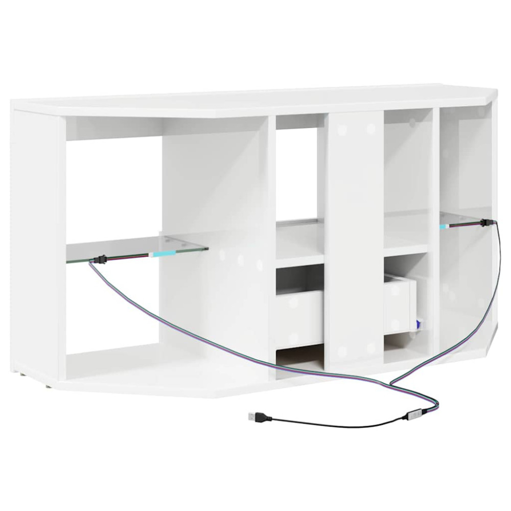 Produktbild för Hörn LED TV-skåp Högblank Vit 100 x 40 x 50 cm Konstruerat trä